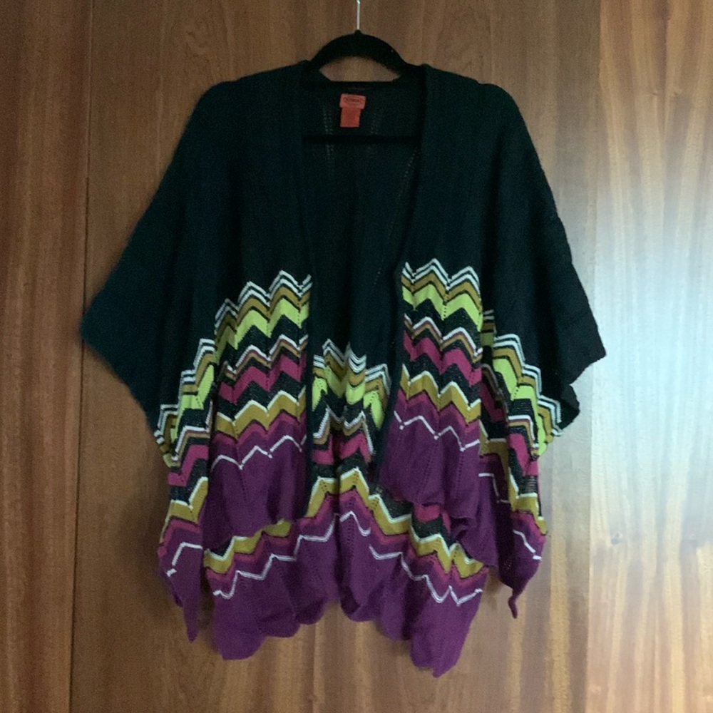 Missoni Target Chevron Zigzag Poncho Shawl Rouna Black OS